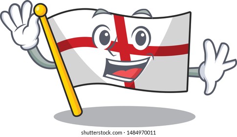 Waving flag england with the cartoon shape