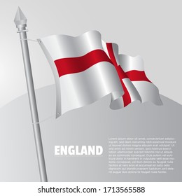 Waving flag of England on flagpole. template for independence day poster design. vector illustration EPS 10