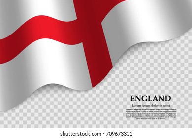 waving flag of England on transparent background. Template for independence day. vector illustration