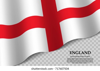 waving flag of England on transparent background. Template for independence day. vector illustration
