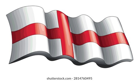 Waving flag of england with red cross on white fabric for national celebration and sporting events