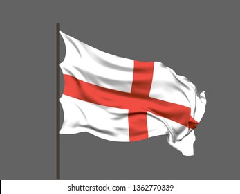 Waving flag of England. Vector illustration. No gradient, no gradient mesh.
