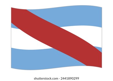 Waving flag of Entre Rios, administrative division of Argentina. Vector illustration.