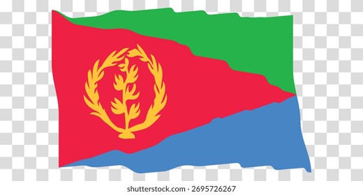 Waving Flag of Eritrea. Eritrean national symbol in official colors. Template icon. Abstract vector background. Fluttering effect.