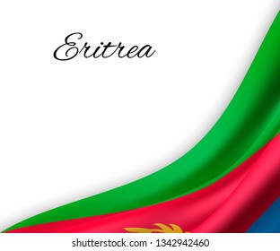 waving flag of Eritrea on white background. Template for independence day. vector illustration