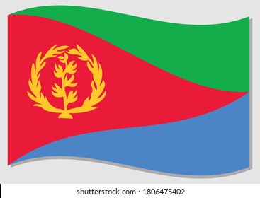 Waving flag of Eritrea vector graphic. Waving Eritrean flag illustration. Eritrea country flag wavin in the wind is a symbol of freedom and independence.