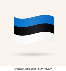 Waving flag of Estonia. Accurate dimensions, proportions and colors. Vector Illustration