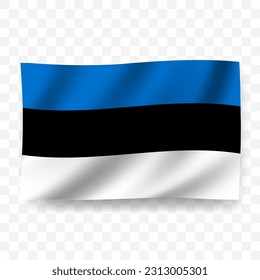 Waving flag of Estonia. Illustration of flag on transparent background(PNG).