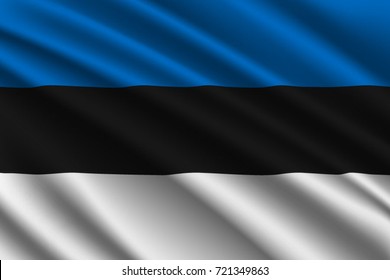 waving flag of Estonia on silk background