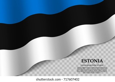 waving flag of Estonia on transparent background. Template for independence day. vector illustration