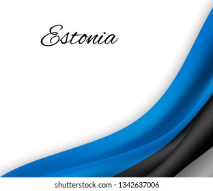 waving flag of Estonia on white background. Template for independence day. vector illustration
