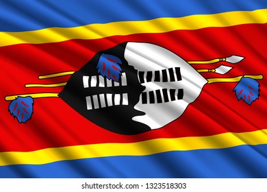 waving flag of Eswatini (Swaziland). Vector illustration