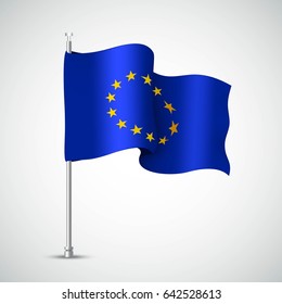 Waving Flag of the European Union. Vector illustration