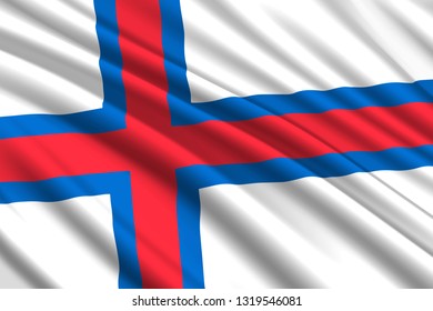 waving flag of Faroe Islands. Vector illustration