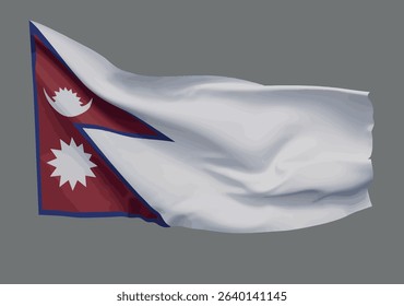 
Waving flag of the Federal Democratic Republic of Nepal. Vector.