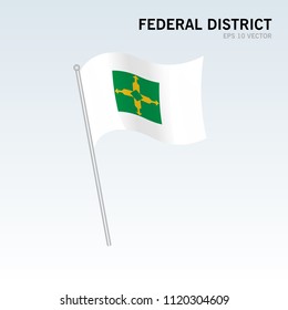 Waving flag of Federal District states,federal district of Brazil isolated on gray background