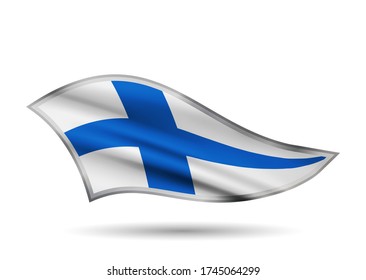 Waving Flag of Finland. Cap-band stylized.