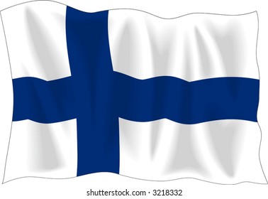 Waving flag of Finland isolated on white