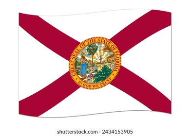 Waving flag of the Florida state. Vector illustration.