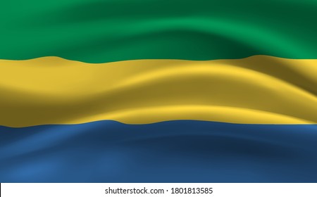 Waving flag of the Gabon. Waving Gabon flag