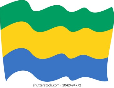 waving flag of Gabon on transparent background. Template for independence day. Gabon flag, vector illustration