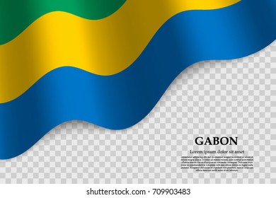 waving flag of Gabon on transparent background. Template for independence day. vector illustration