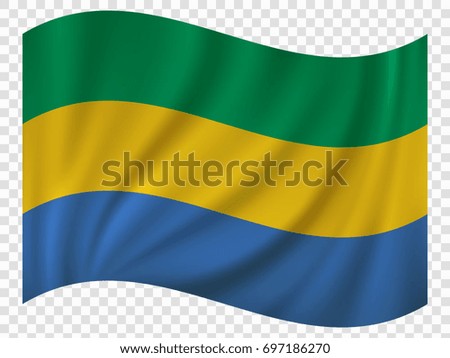 Waving Flag of Gabon. Vector illustration