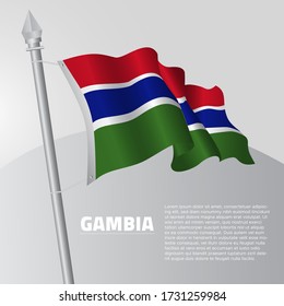 Waving flag of Gambia on flagpole.
template for independence day poster design.
vector illustration EPS 10