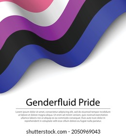 Waving flag of Genderfluid pride on white background. Banner or ribbon vector template 