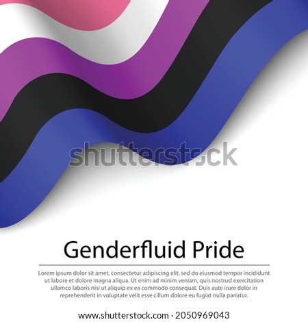 Waving flag of Genderfluid pride on white background. Banner or ribbon vector template 
