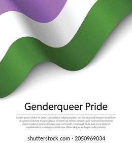 Waving flag of Genderqueer pride on white background. Banner or ribbon vector template 