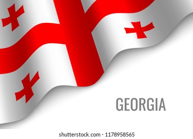 waving flag of Georgia with copyspace. Template for brochure. vector illustration