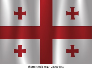Waving flag of Georgia, vector, satin