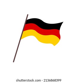 Waving flag of Germany country. Isolated german tricolor flag on white background. Vector flat illustration.