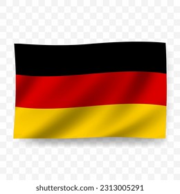 Waving flag of Germany. Illustration of flag on transparent background(PNG).