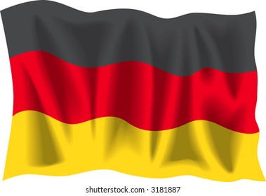 Waving flag of Germany isolated on white