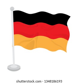 Waving flag of Germany on a flagpole. Vector illustration design