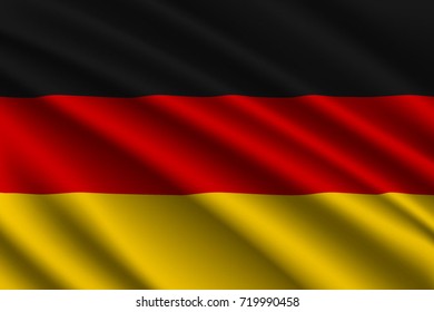 waving flag of Germany on silk background