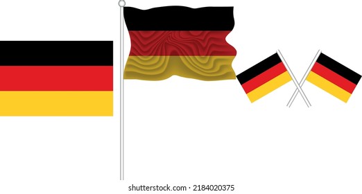 Bandera onduladora de Alemania sobre el vector de fondo blanco y el ilustrador