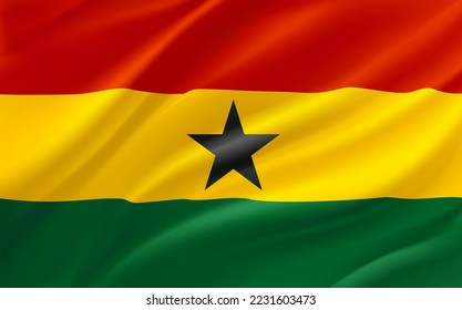 Waving flag of Ghana. 3d vector banner 