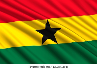 waving flag of Ghana. Vector illustration