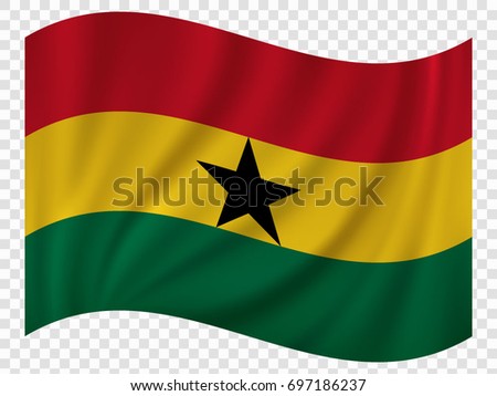 Waving Flag of Ghana. Vector illustration