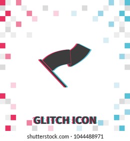 Waving flag  glitch effect vector icon.