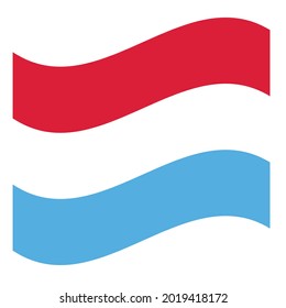 Waving Flag Grand Duchy Of Luxembourg. Vector. Accurate dimensions, elements proportions and colors