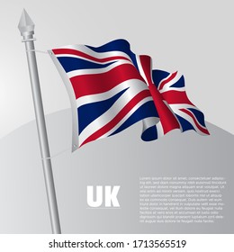 Waving flag of Great Britain on flagpole. template for independence day poster design. vector illustration EPS 10