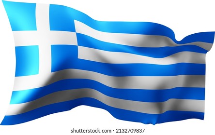 Waving flag of the Greece. Illustration of wavy Greece Flag. Flag on transparent background - vector illustration.