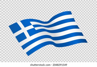 Waving flag of Greece isolated  on png or transparent  background,Symbol  Greece ,template for banner,card,advertising ,promote, vector illustration top gold medal sport winner country