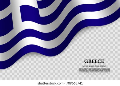 waving flag of Greece on transparent background. Template for independence day. vector illustration