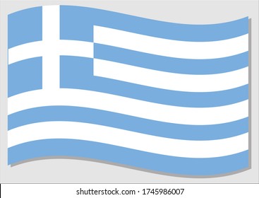 Bandera ondulante del gráfico vectorial de Grecia. Ilustración de la bandera griega ondeando. La bandera de Grecia ondeando en el viento es un símbolo de libertad e independencia.