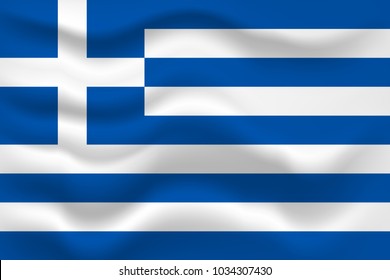 Waving flag of Greece. Vector illustration for your design. State Greek flag